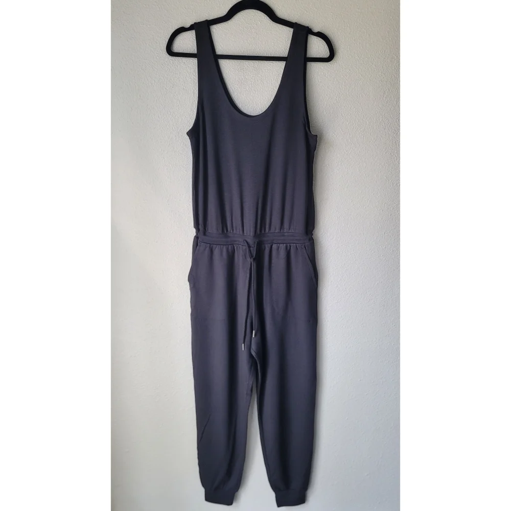 Athleta Balance Sleeveless Jumpsuit Small Black NWT French Terry Loungewear